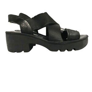 Fly London Black Platform Heeled Sandals Womens Size 7.5-8 / 38